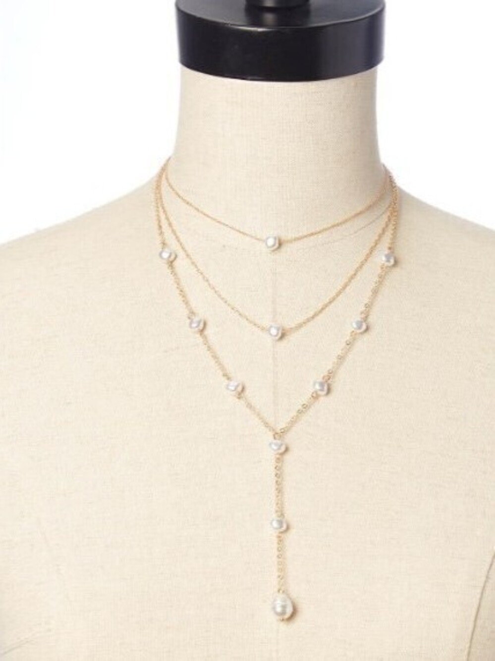 Cato Delicate Gold Layered Pearl Y Necklace